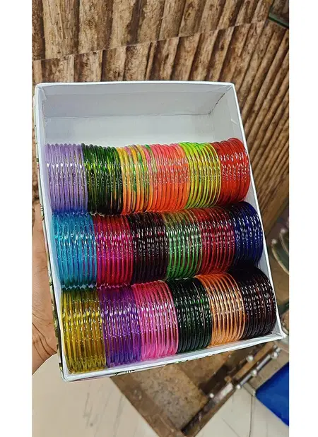 Trendy Crystal Glossy Glass Bangles Combo Set Suppliers In India